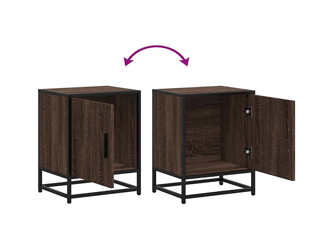 nachtkastjes bruin eikenhout en metaal