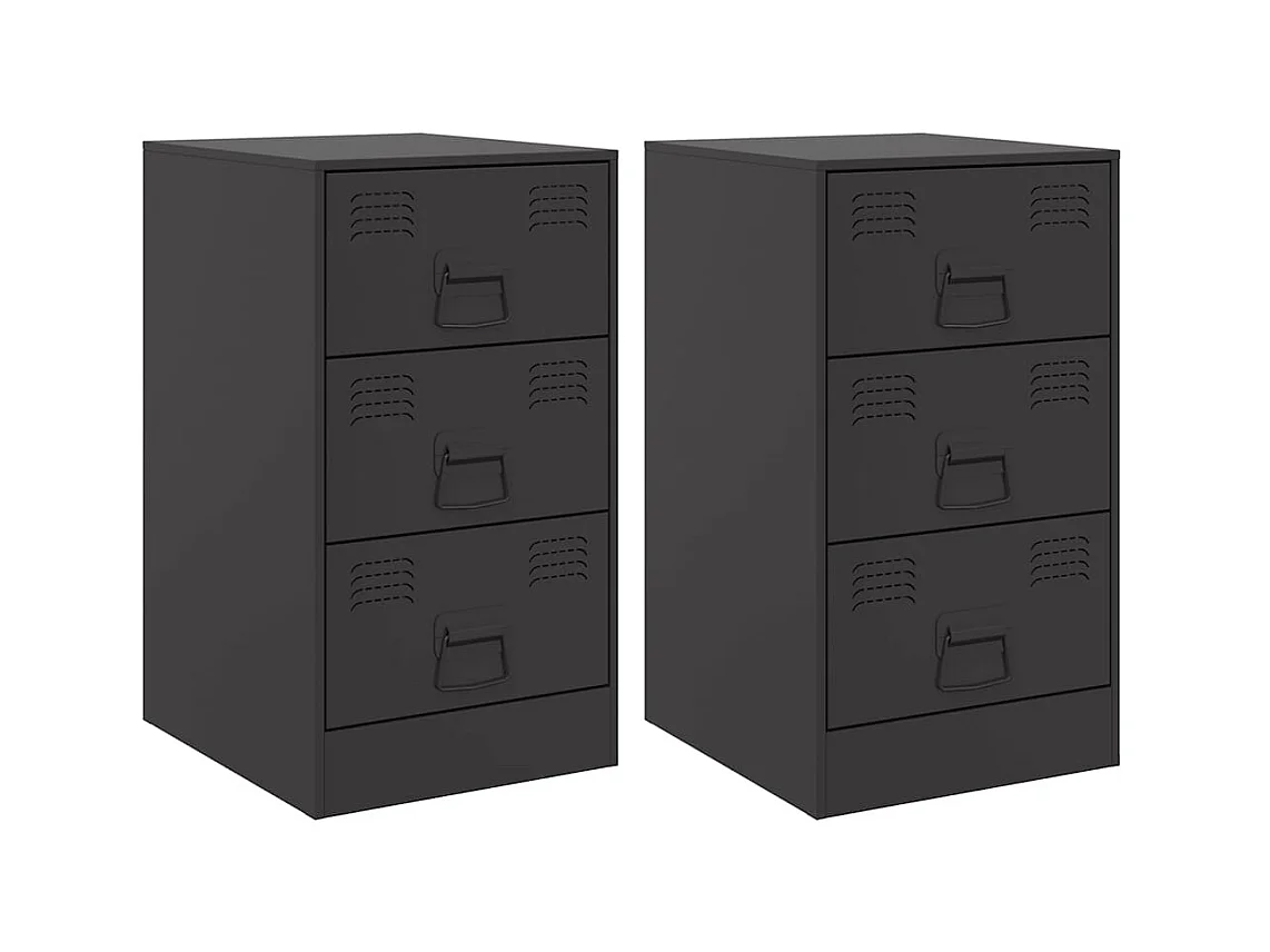 Tables de chevet 2 pcs noir 34,5x39x62 cm acier