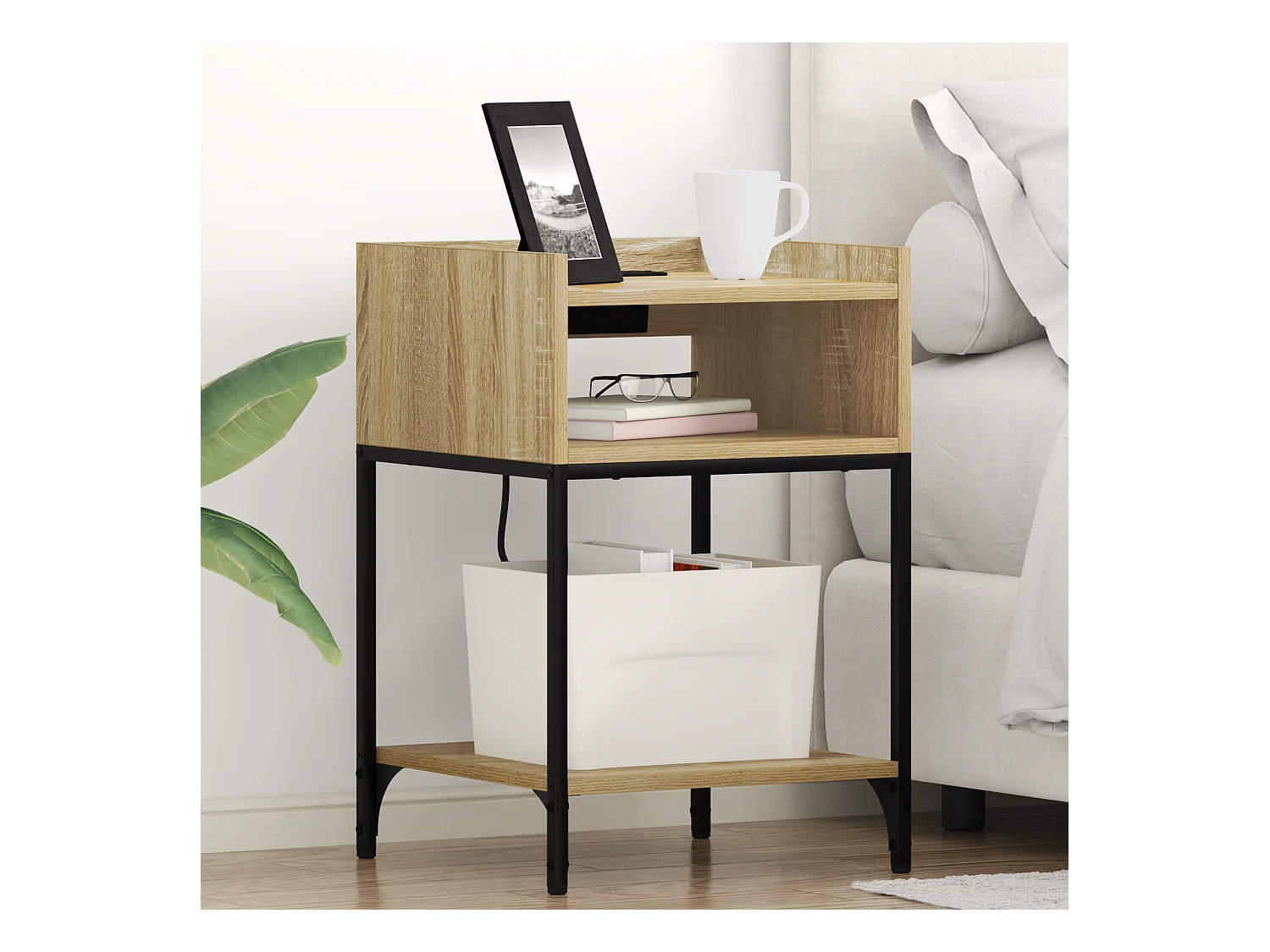 Cabinet de chevet avec étagère avec stockage Chêne sonoma 40 x 40 x 61 cm