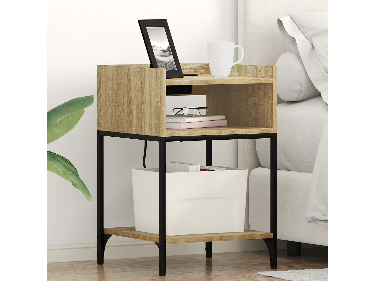 Cabinet de chevet avec étagère avec stockage Chêne sonoma 40 x 40 x 61 cm