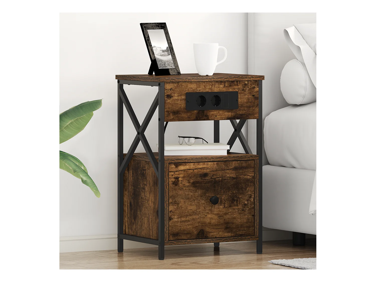 Armoires de chevet avec tiroir 2 pcs Chêne fumé 40 x 31 x 60 cm