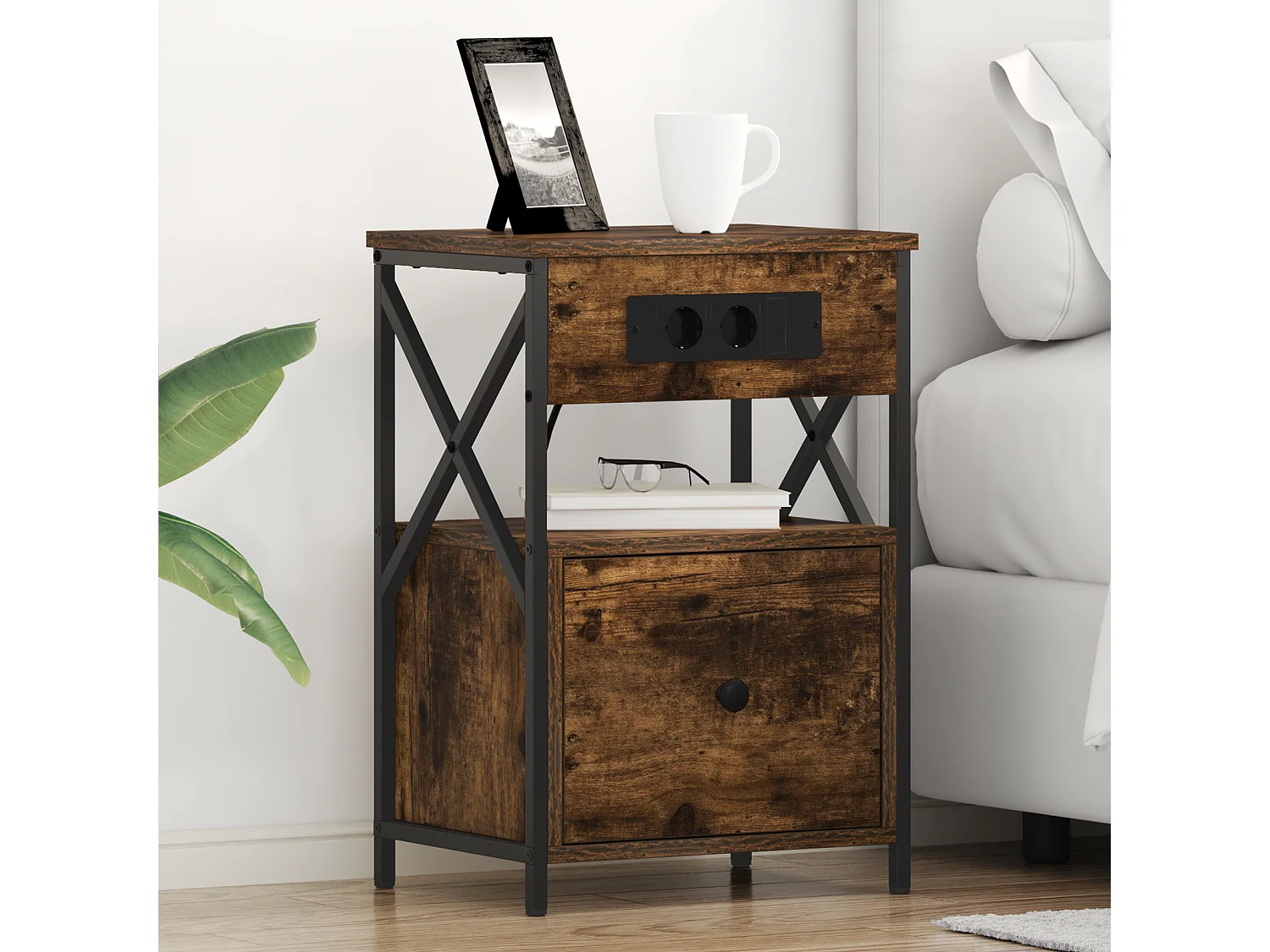 Armoires de chevet avec tiroir 2 pcs Chêne fumé 40 x 31 x 60 cm