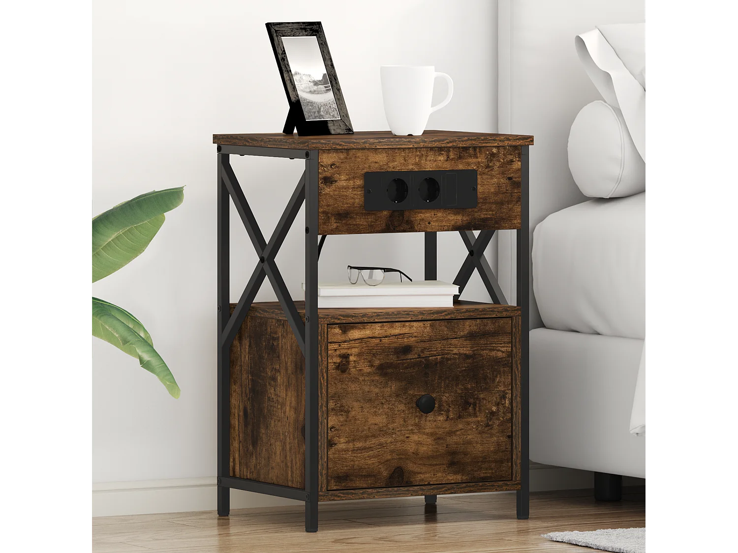 Armoires de chevet avec tiroir 2 pcs Chêne fumé 40 x 31 x 60 cm