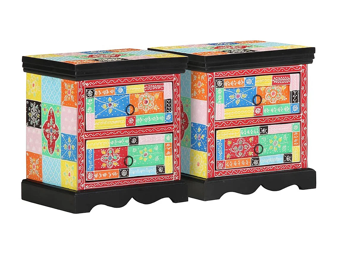 Armoire de chevet 2 pcs Multicolore 40x35x45 cm en bois reconstitué