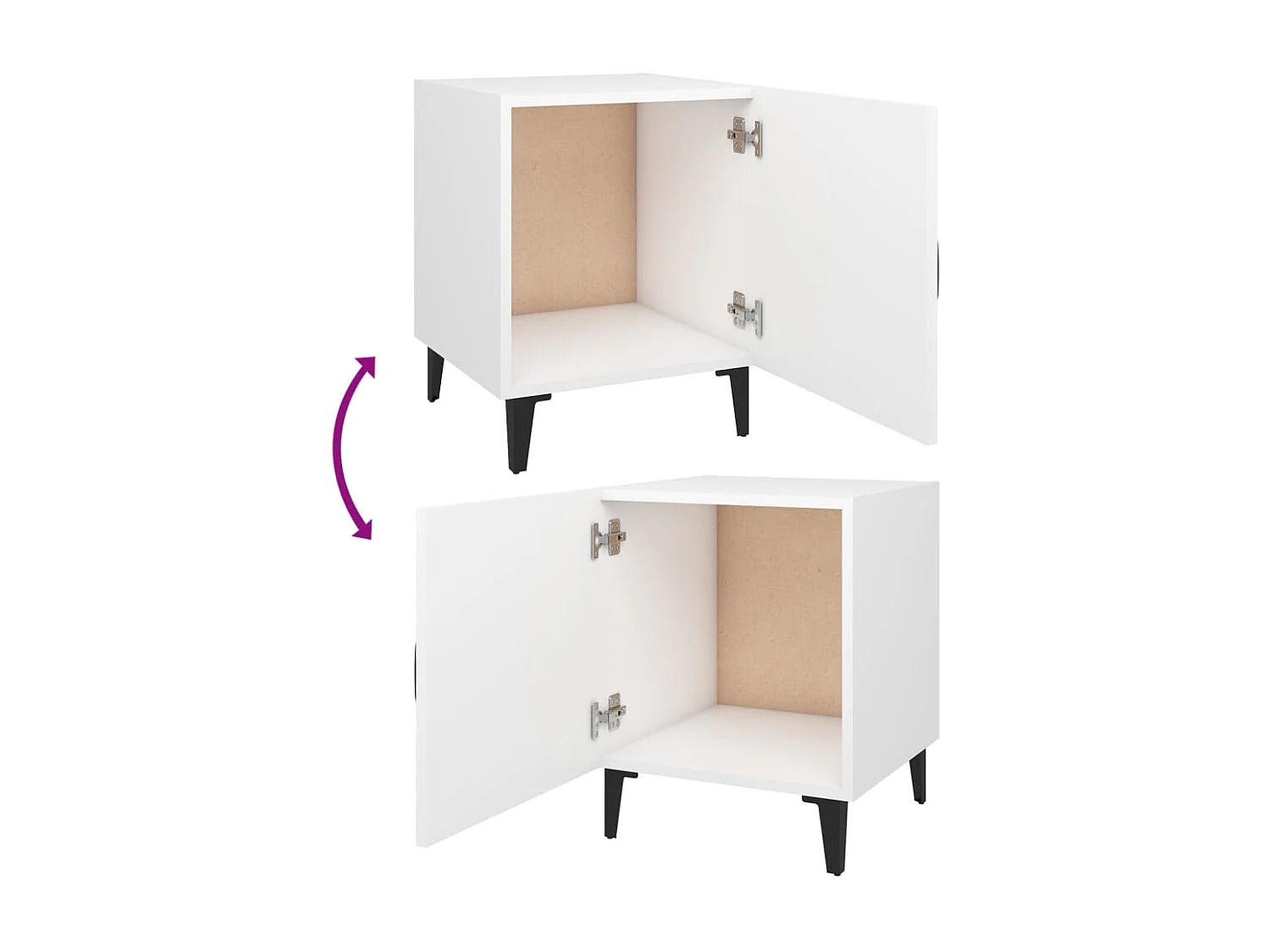 Tables de chevet 2 pcs Blanc Bois d'ingénierie