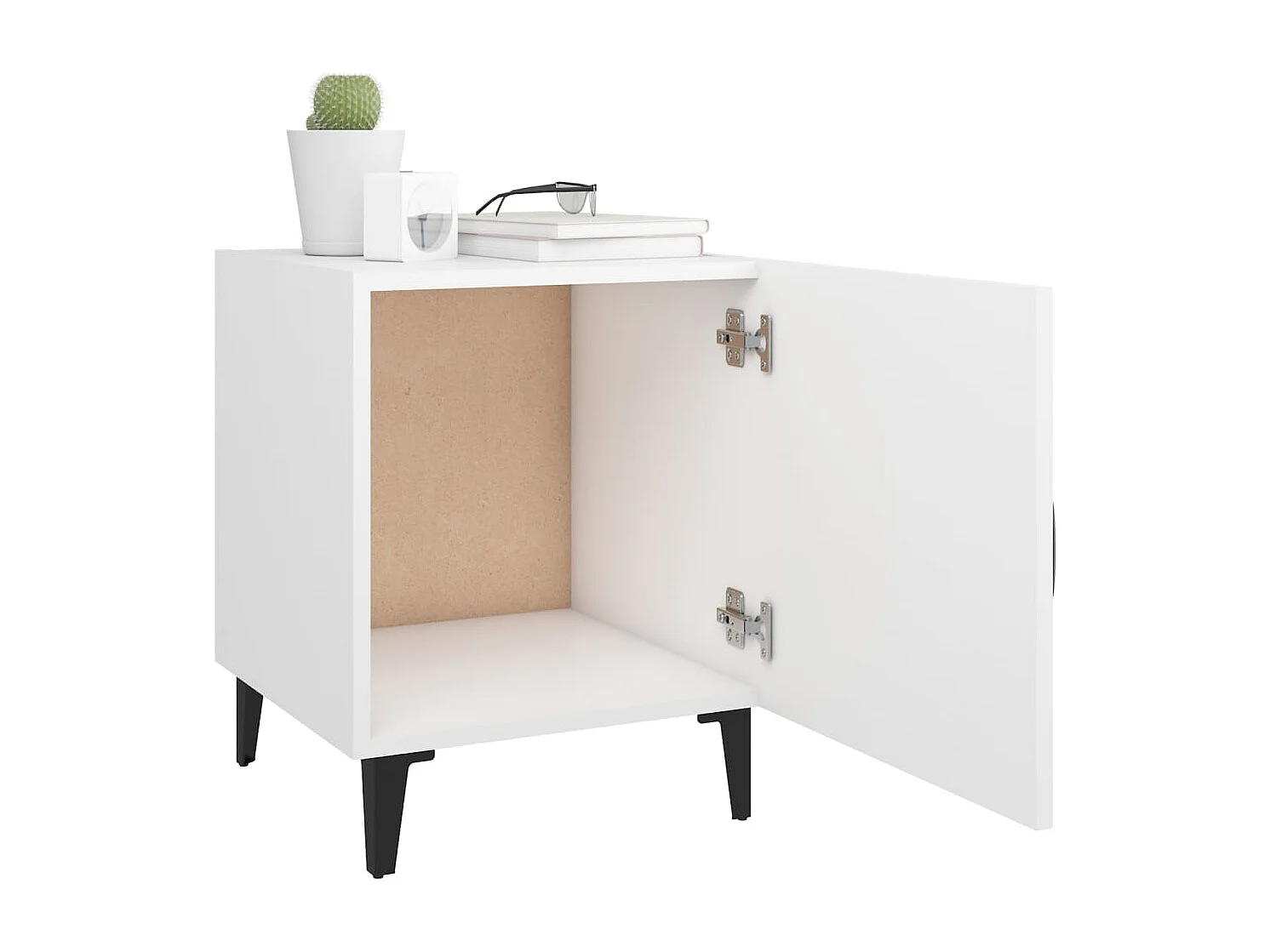 Tables de chevet 2 pcs Blanc Bois d'ingénierie