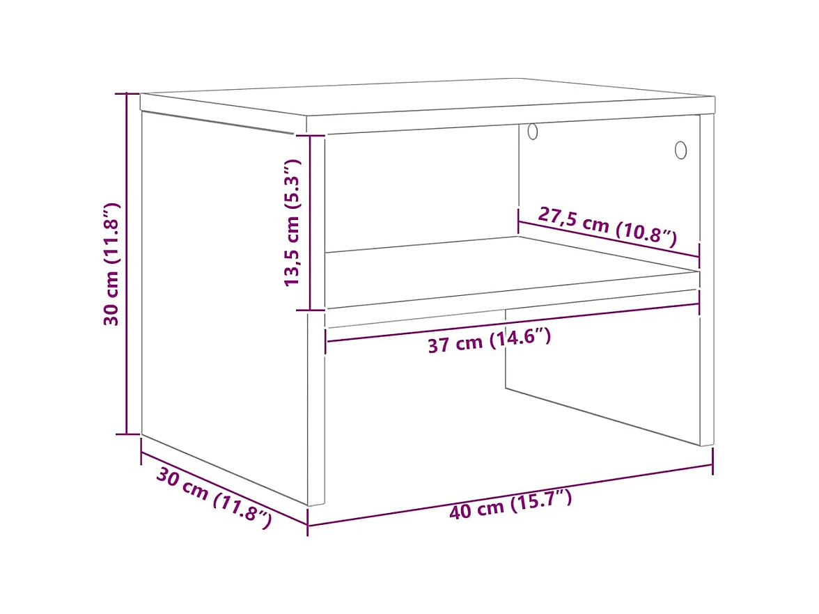 Cabinet de chevet Bois ancien 40 x 30 x 30 cm Bois d'ingénierie