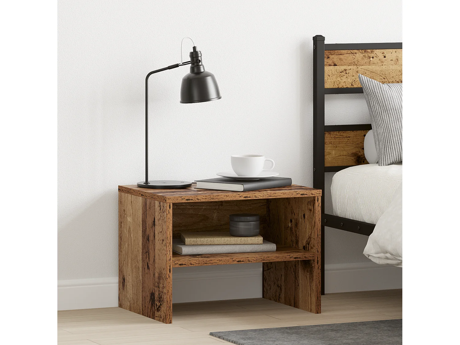 Mesilla de noche Madera antigua 40 x 30 x 30 cm Madera de ingeniería