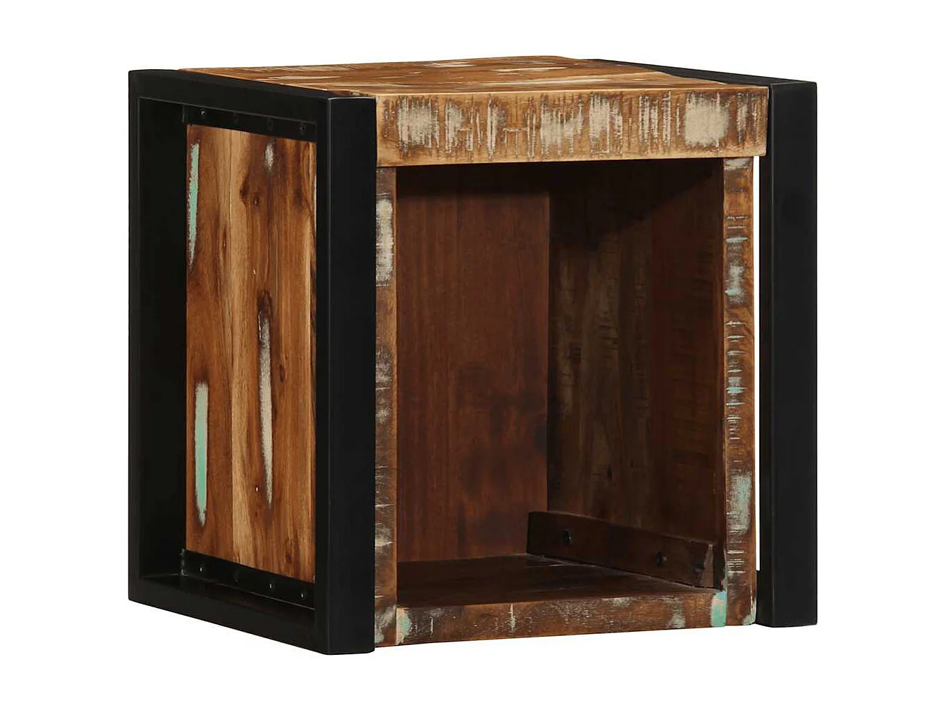 Comodino multicolore 40x35x40 cm in legno di recupero