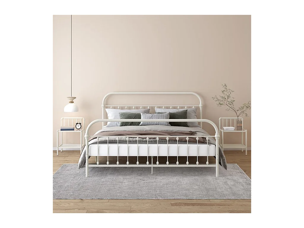 Tables de chevet 2 pcs Blanc et transparent Métal et verre