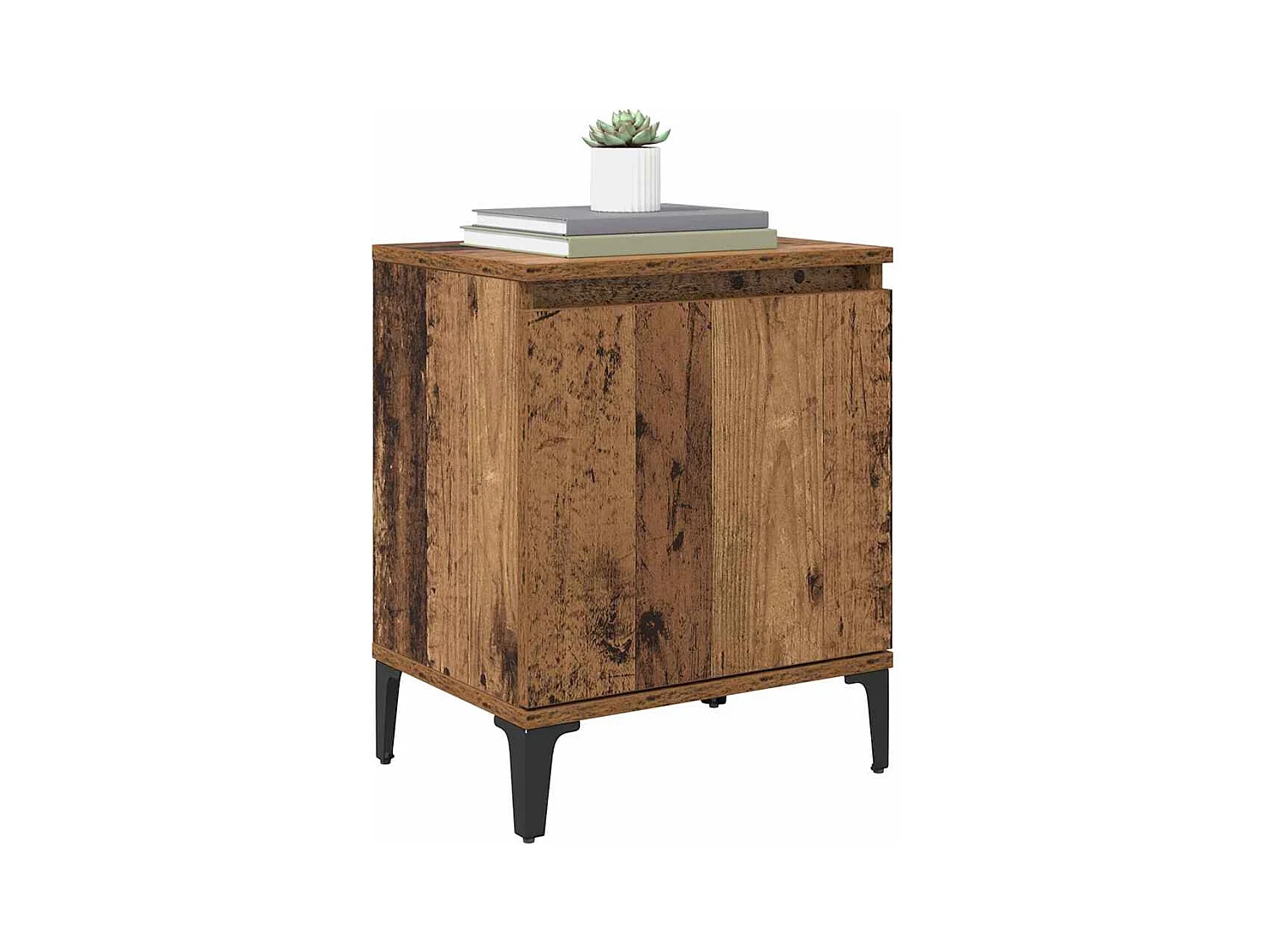 Table de nuit en vieux bois Vieux bois Bois massif, métal