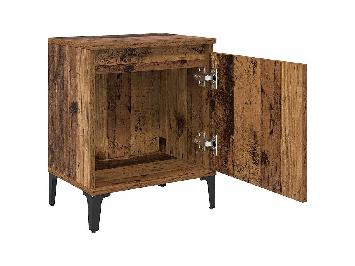 Table de nuit en vieux bois Vieux bois Bois massif, métal