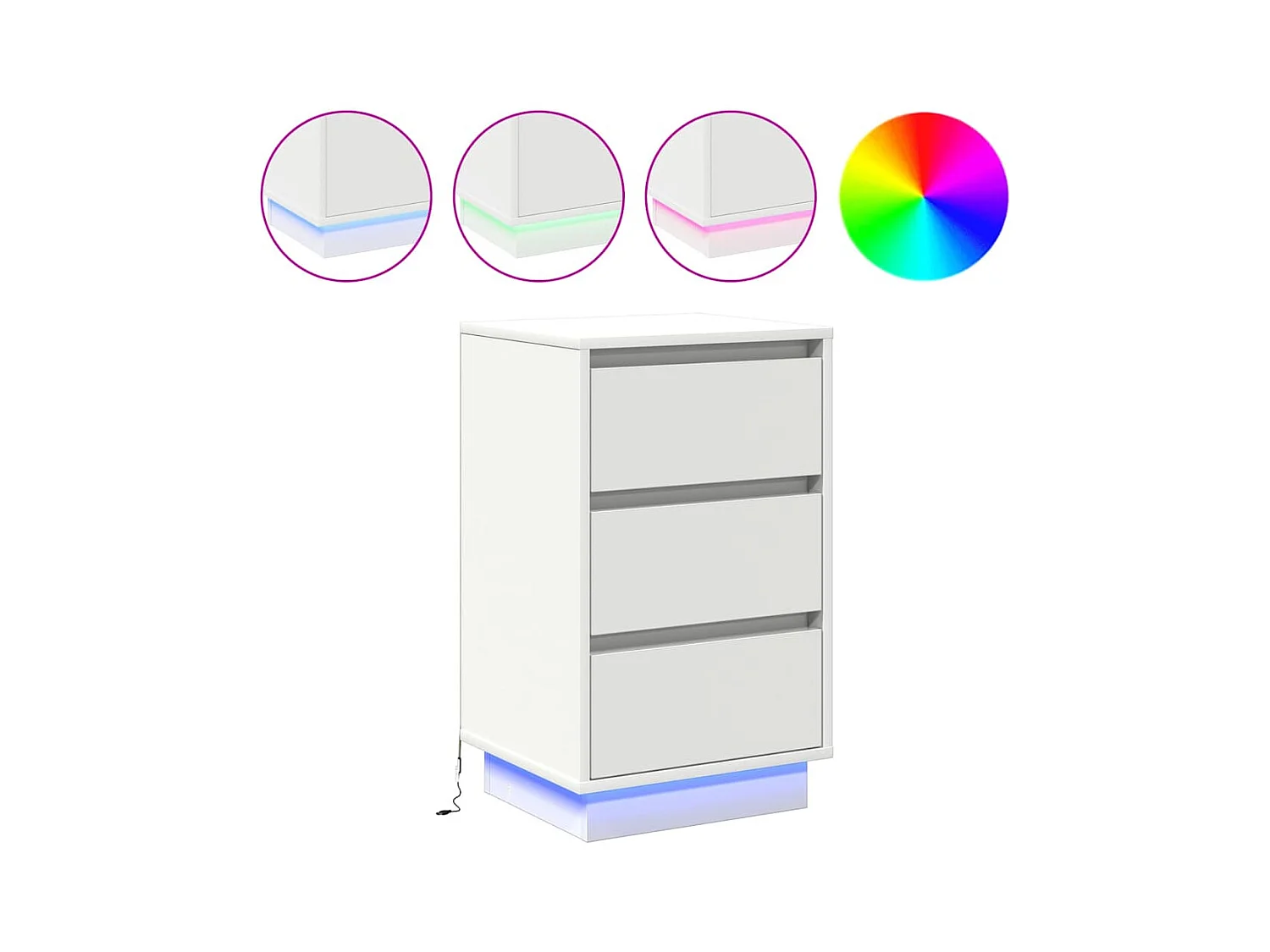 Meuble de chevet avec éclairage LED blanc 39x34,5x65 cm en bois d'ingénierie