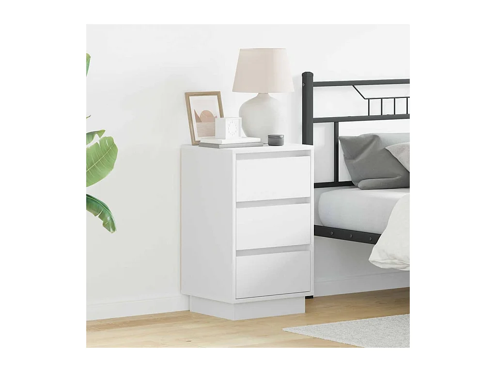 Nachtkastje met witte LED-verlichting 39x34,5x65 cm in bewerkt hout