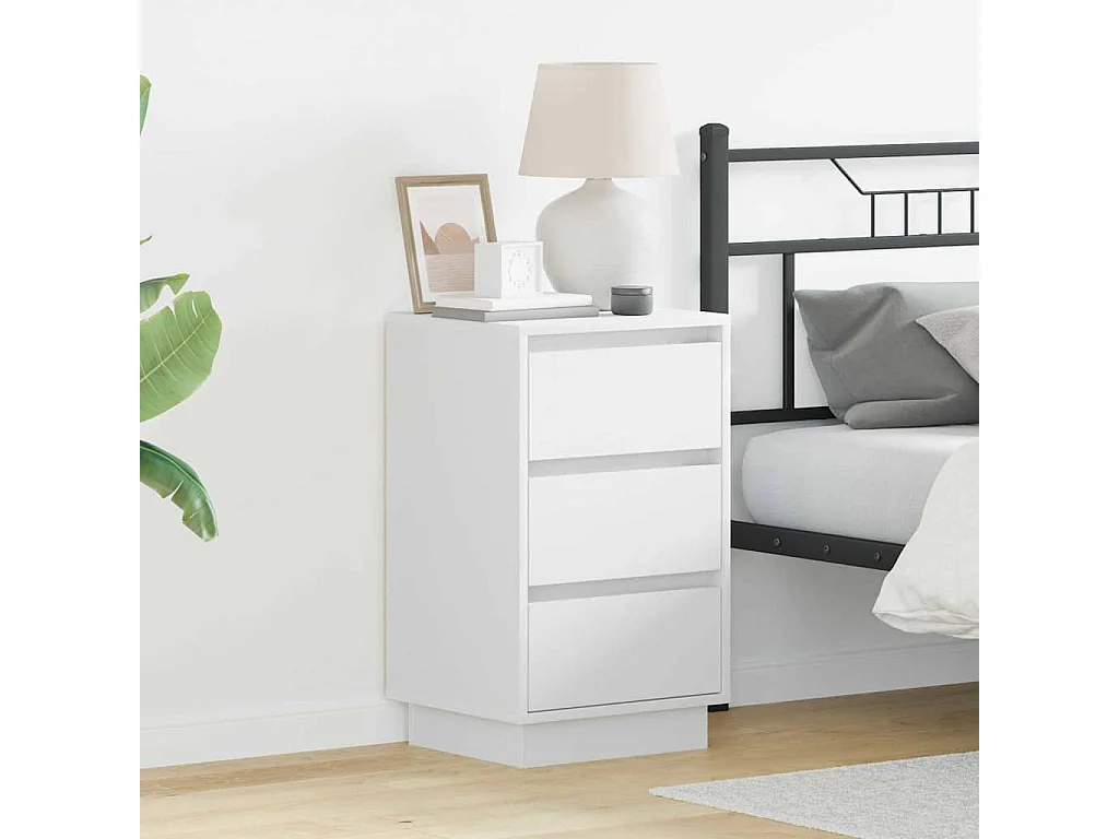 Comodino con illuminazione LED bianca 39x34,5x65 cm in legno ingegnerizzato