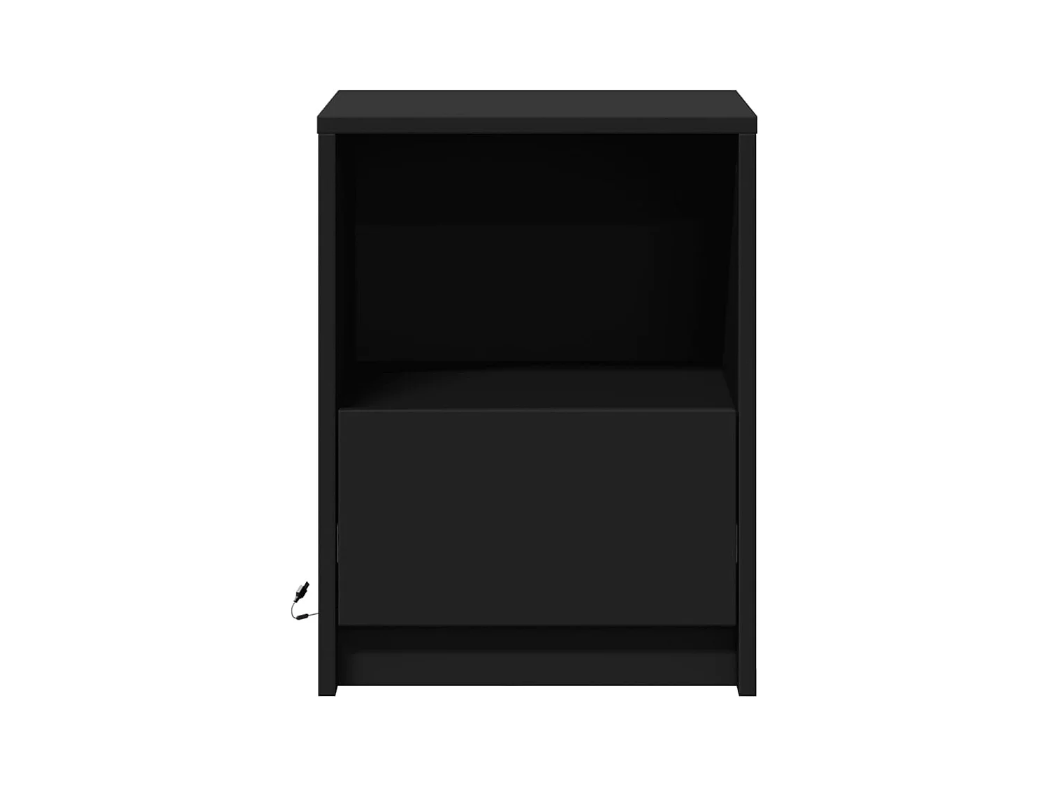 Nachtkastjes en LED-verlichting 2 stuks Zwart bewerkt hout