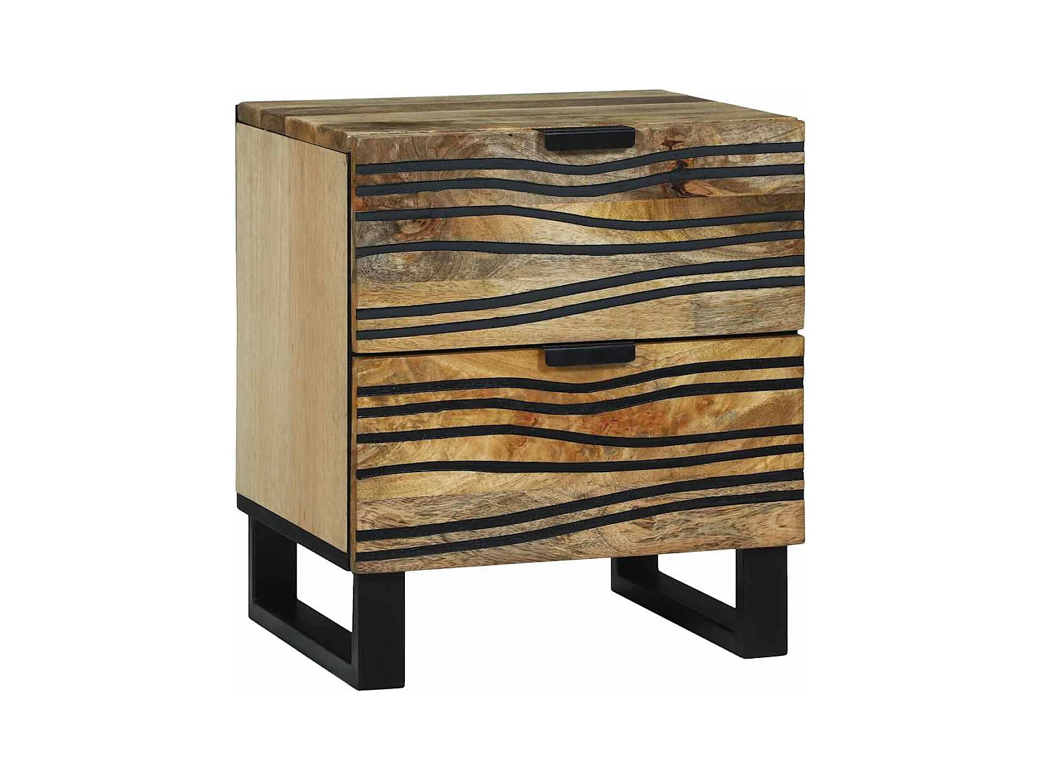 Cabinet de chevet 40x33.5x46 cm en bois de manguier massif et en bois reconstitué
