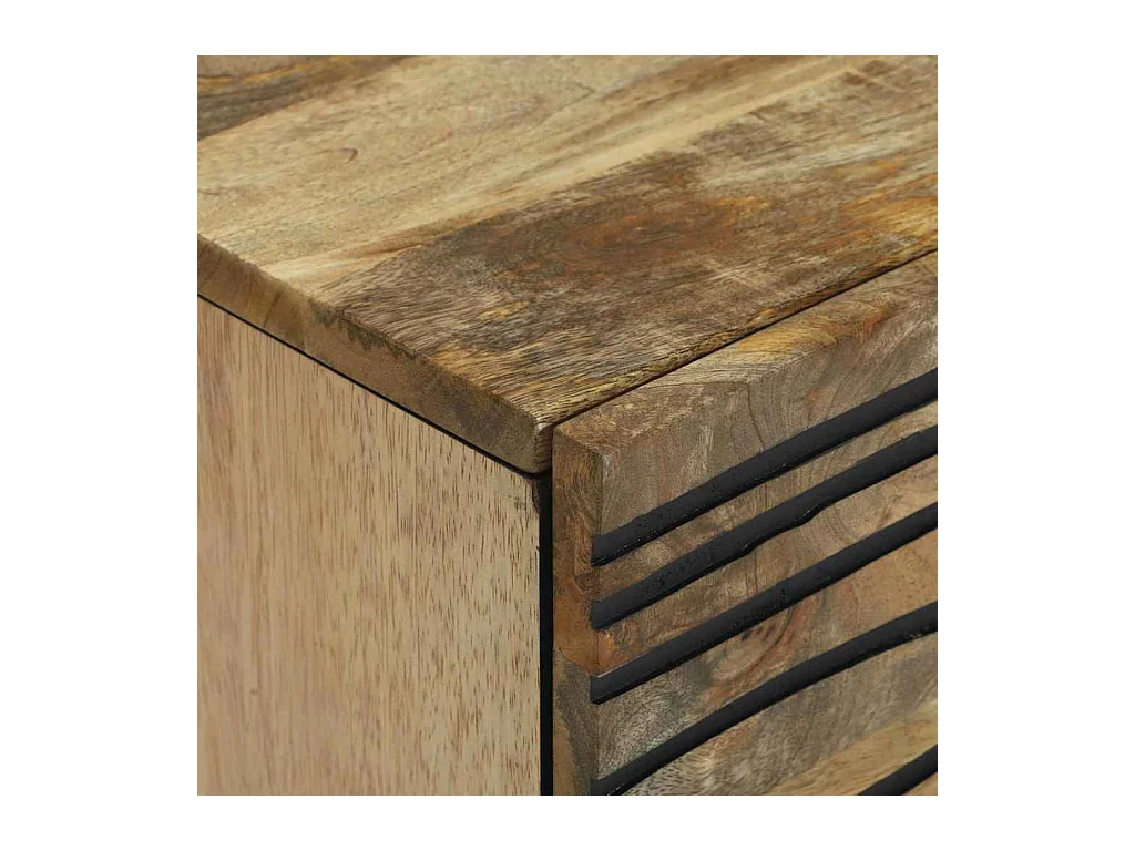 Cabinet de chevet 40x33.5x46 cm en bois de manguier massif et en bois reconstitué