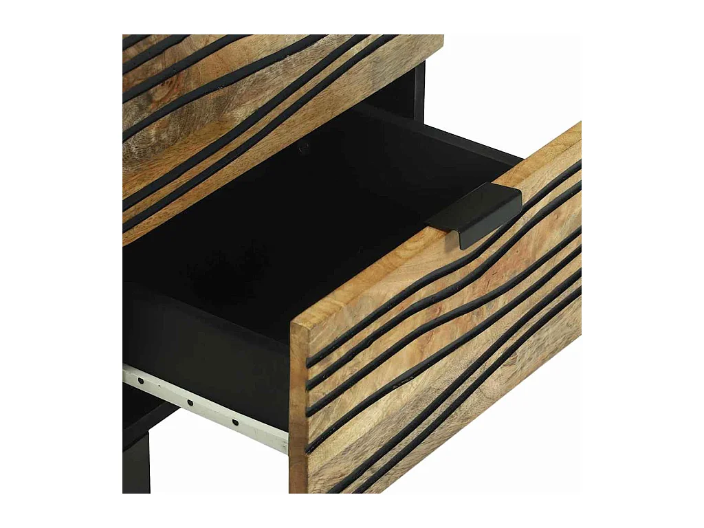 Cabinet de chevet 40x33.5x46 cm en bois de manguier massif et en bois reconstitué