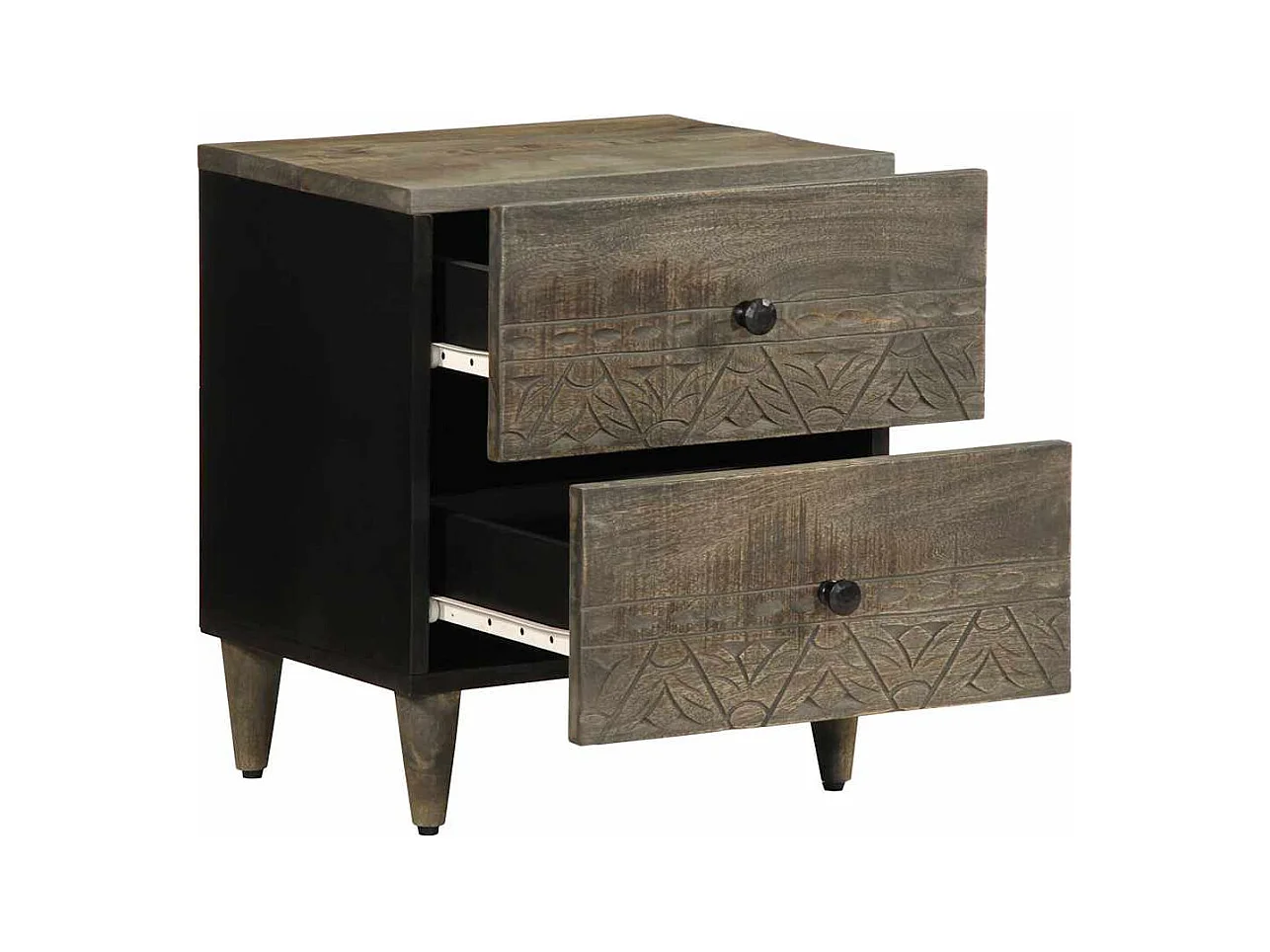 Tables chevet 2 pcs gris clair 40x33x46 cm bois manguier solide