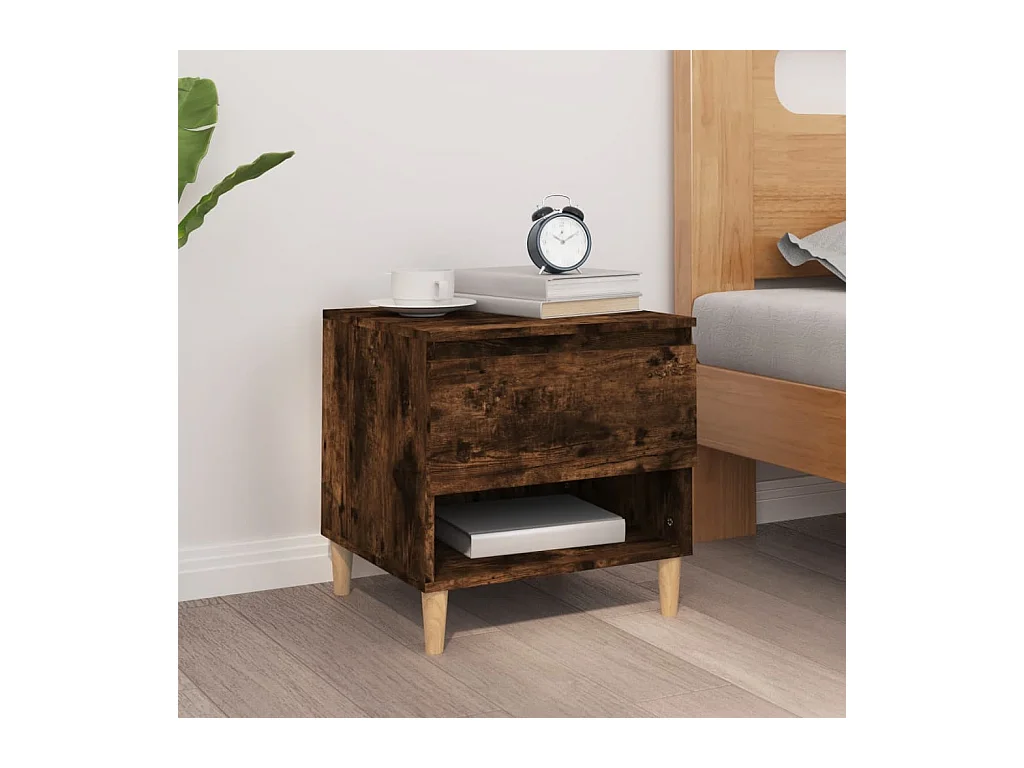 Table de chevet Chêne fumé 50x46x50 cm Bois d'ingénierie