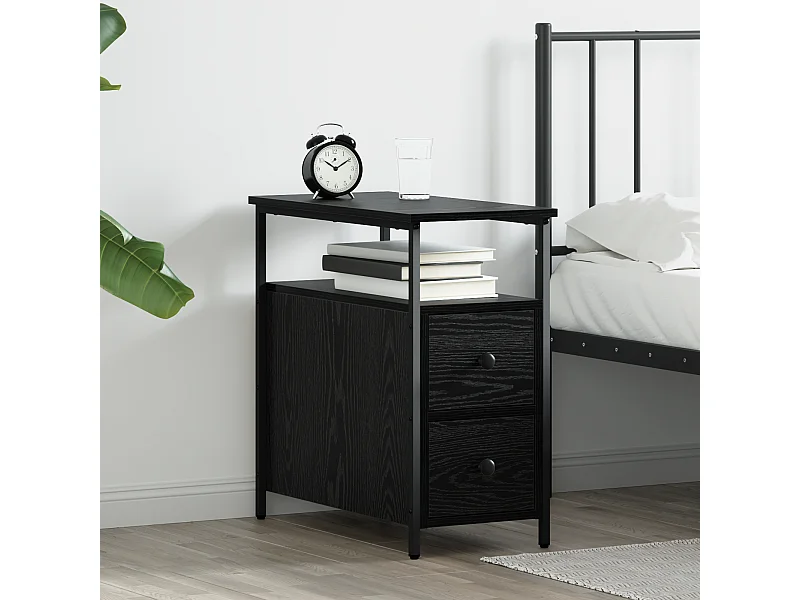 Cabinet de chevet avec tiroir Chêne noir 30 x 60 x 60 cm