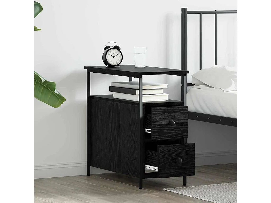 Cabinet de chevet avec tiroir Chêne noir 30 x 60 x 60 cm