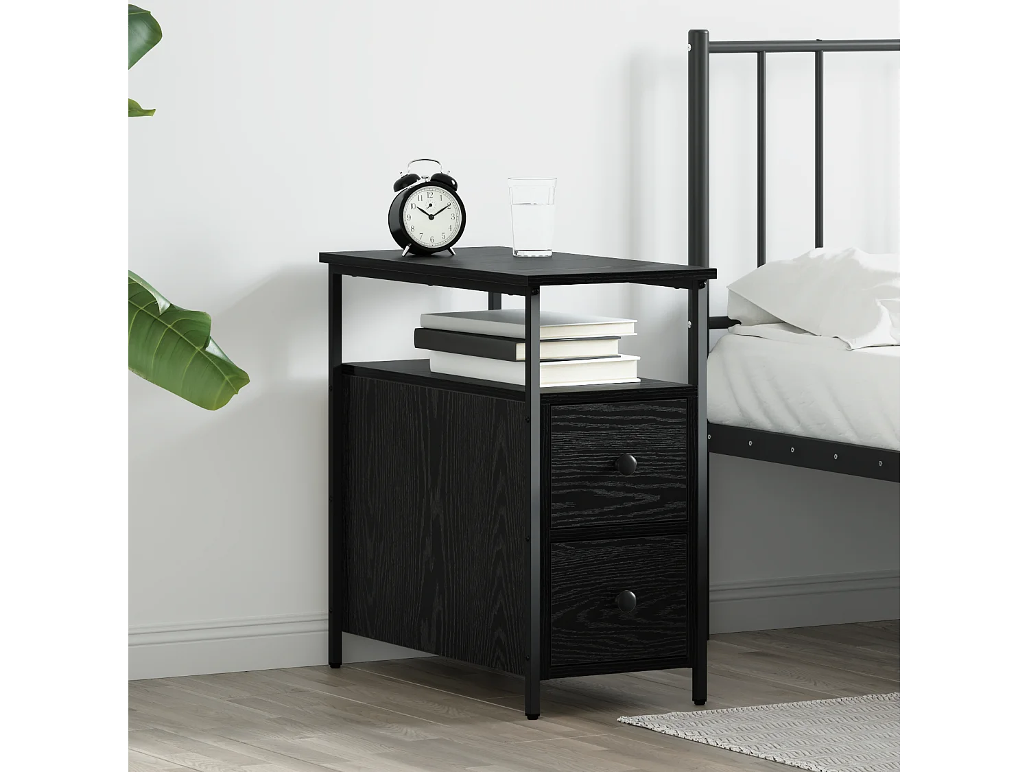 Cabinet de chevet avec tiroir Chêne noir 30 x 60 x 60 cm