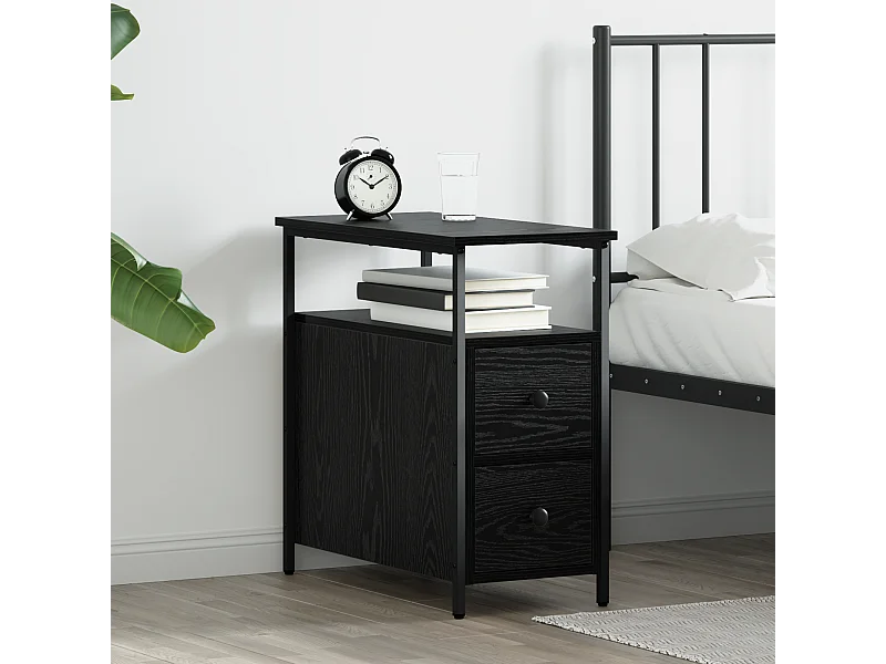 Cabinet de chevet avec tiroir Chêne noir 30 x 60 x 60 cm