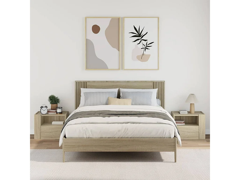 Tables de chevet murales 2 pcs chêne sonoma 45x30x35 cm