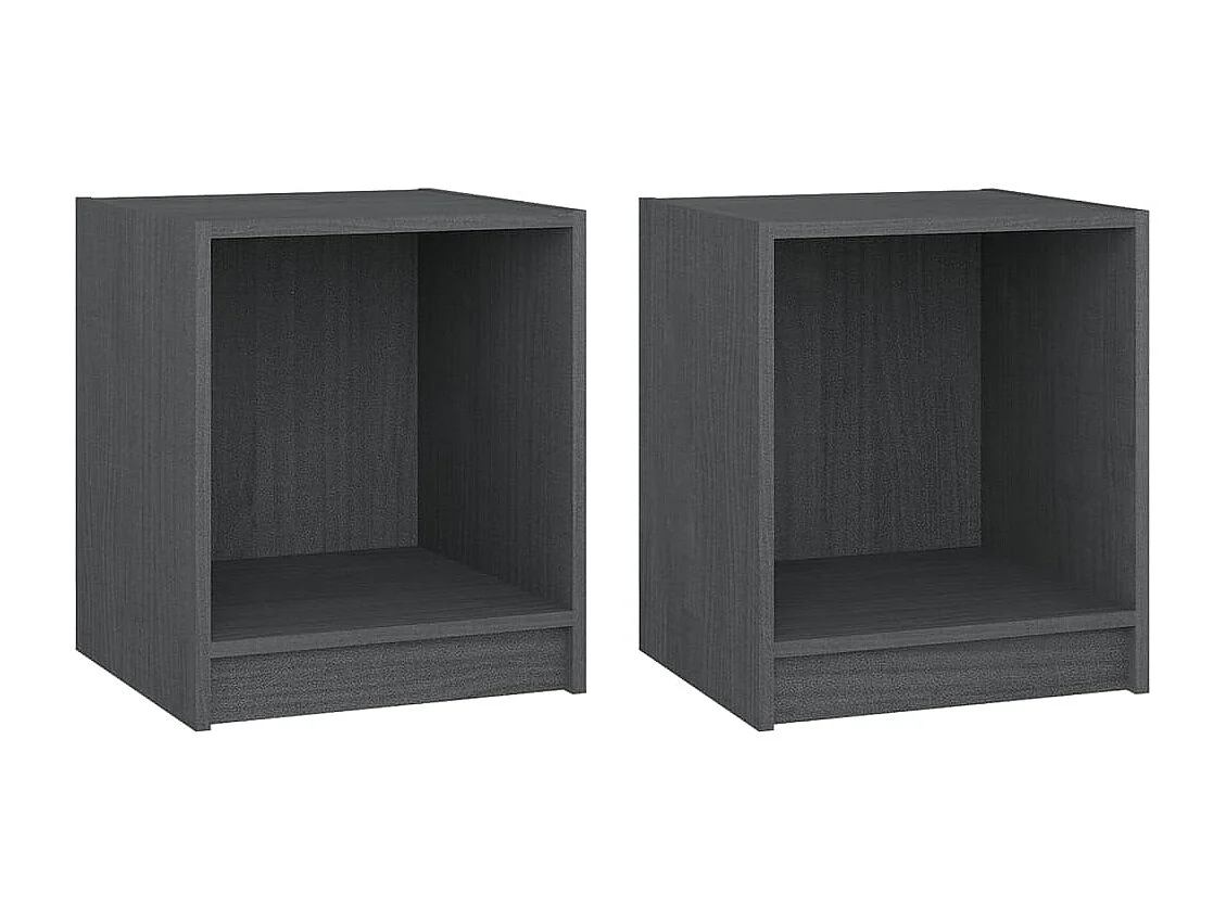 Tables de chevet 2 pcs Gris 35,5x33,5x41,5cm Bois de pin massif