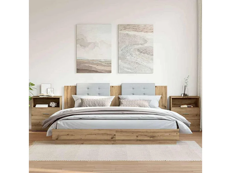 Tables de chevet 2 pcs chêne artisanal bois d'ingénierie