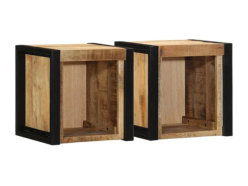 Nachtkastjes 2 stuks 40x35x40 cm massief ruw mangohout