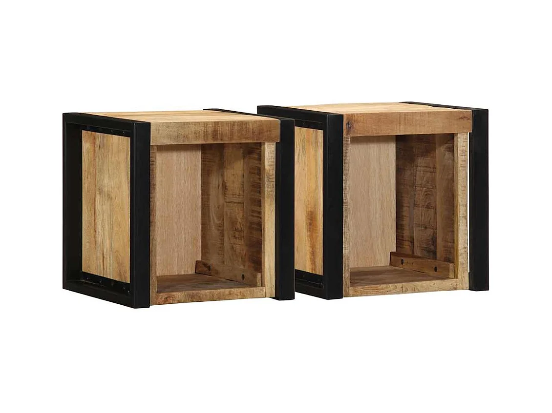 Tables de chevet 2 pcs 40x35x40 cm bois de manguier massif brut