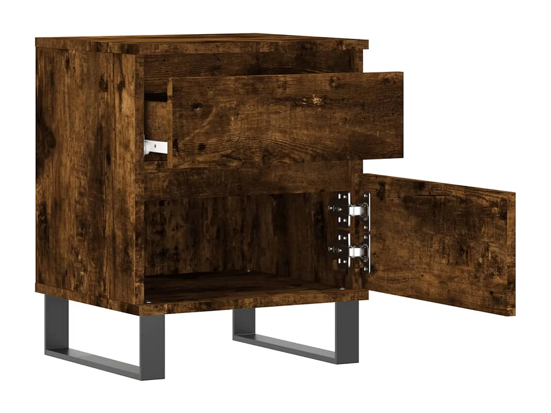 Table de chevet chêne fumé 40x35x50 cm bois d’ingénierie