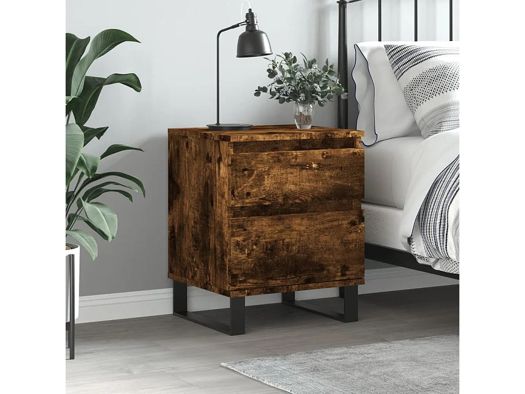 Table de chevet chêne fumé 40x35x50 cm bois d’ingénierie