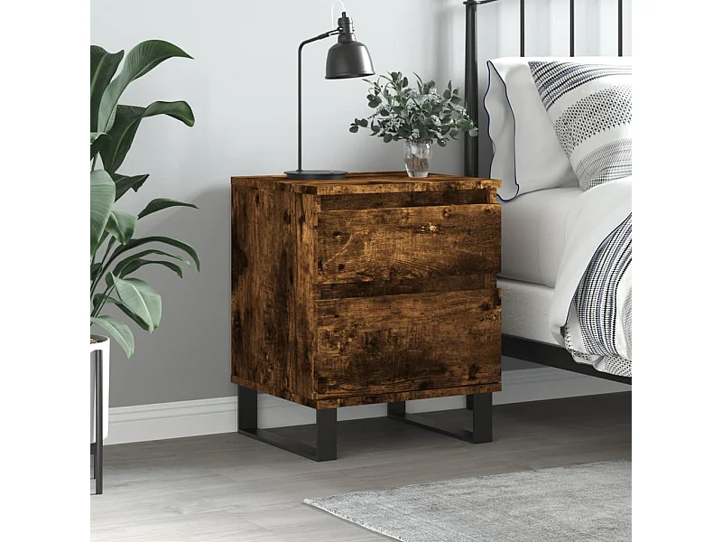 Table de chevet chêne fumé 40x35x50 cm bois d’ingénierie