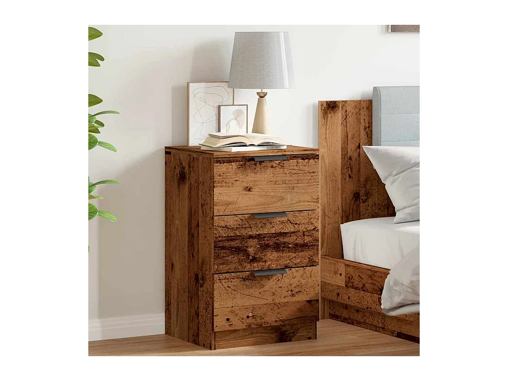 Table de chevet vieux bois 40x36x65 cm bois d'ingénierie