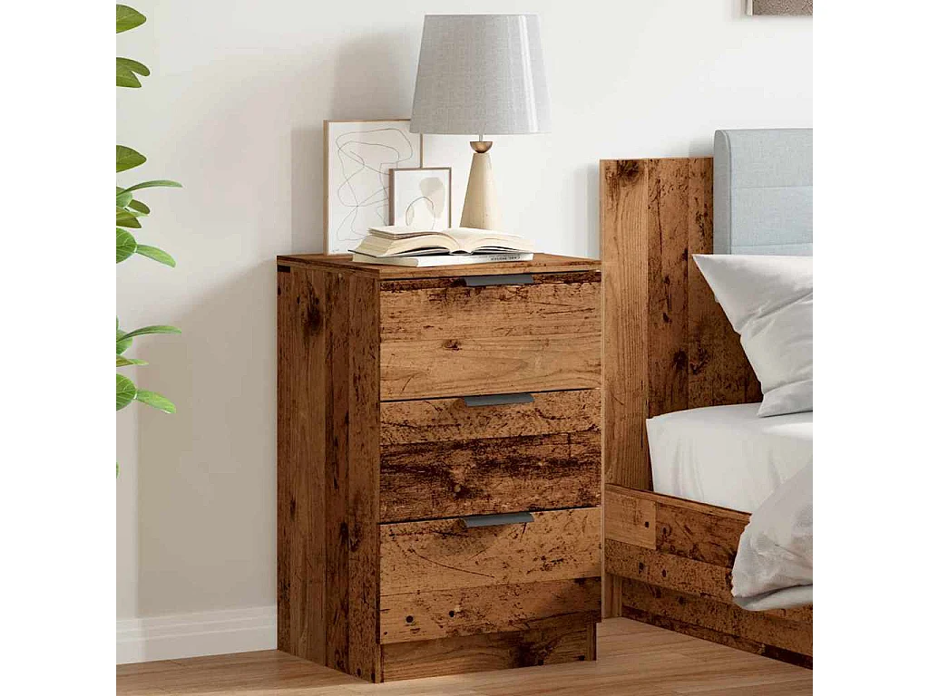 Table de chevet vieux bois 40x36x65 cm bois d'ingénierie