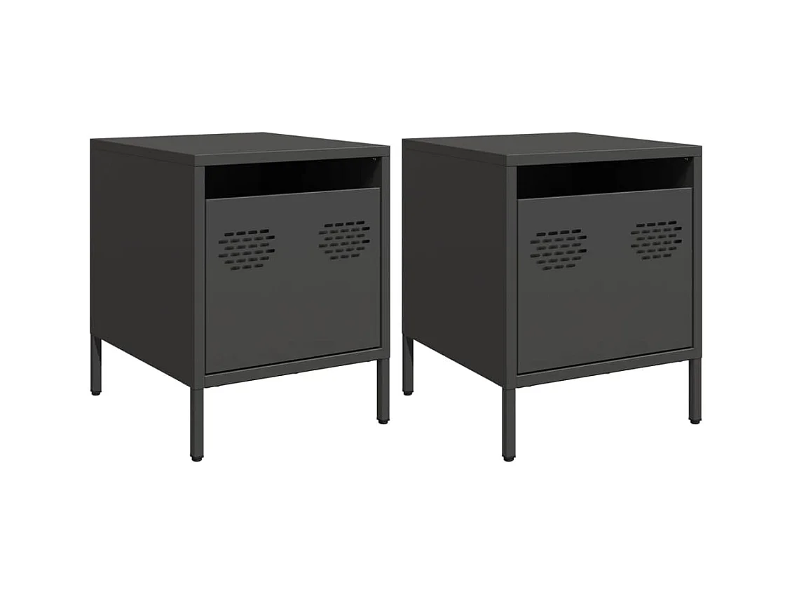 Tables de chevet 2 pcs noir 35x39x43,5 cm acier