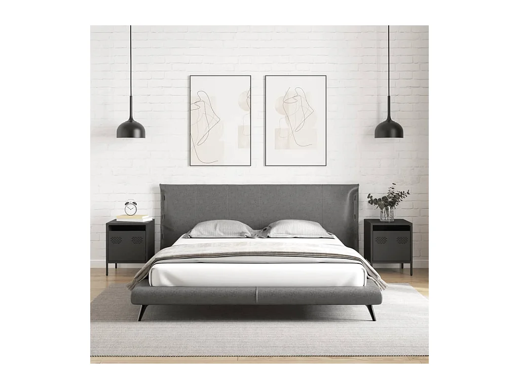 Tables de chevet 2 pcs noir 35x39x43,5 cm acier