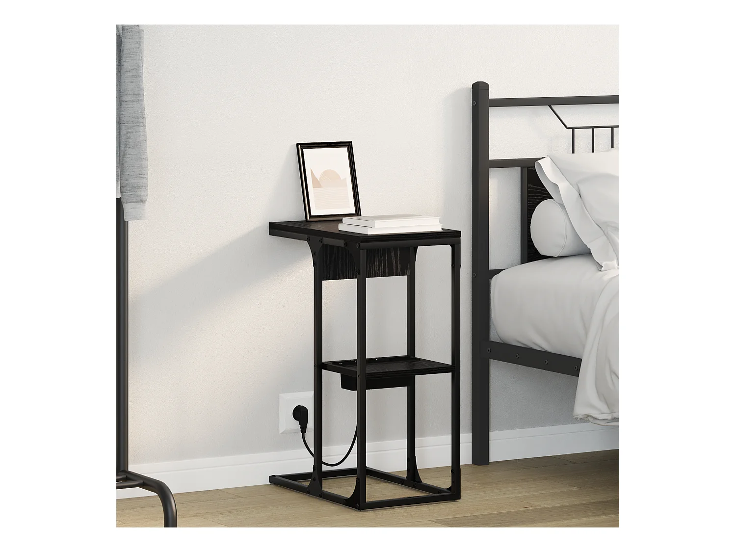 Table de chevet Chêne Noir 41.5 x 26 x 60.5 cm