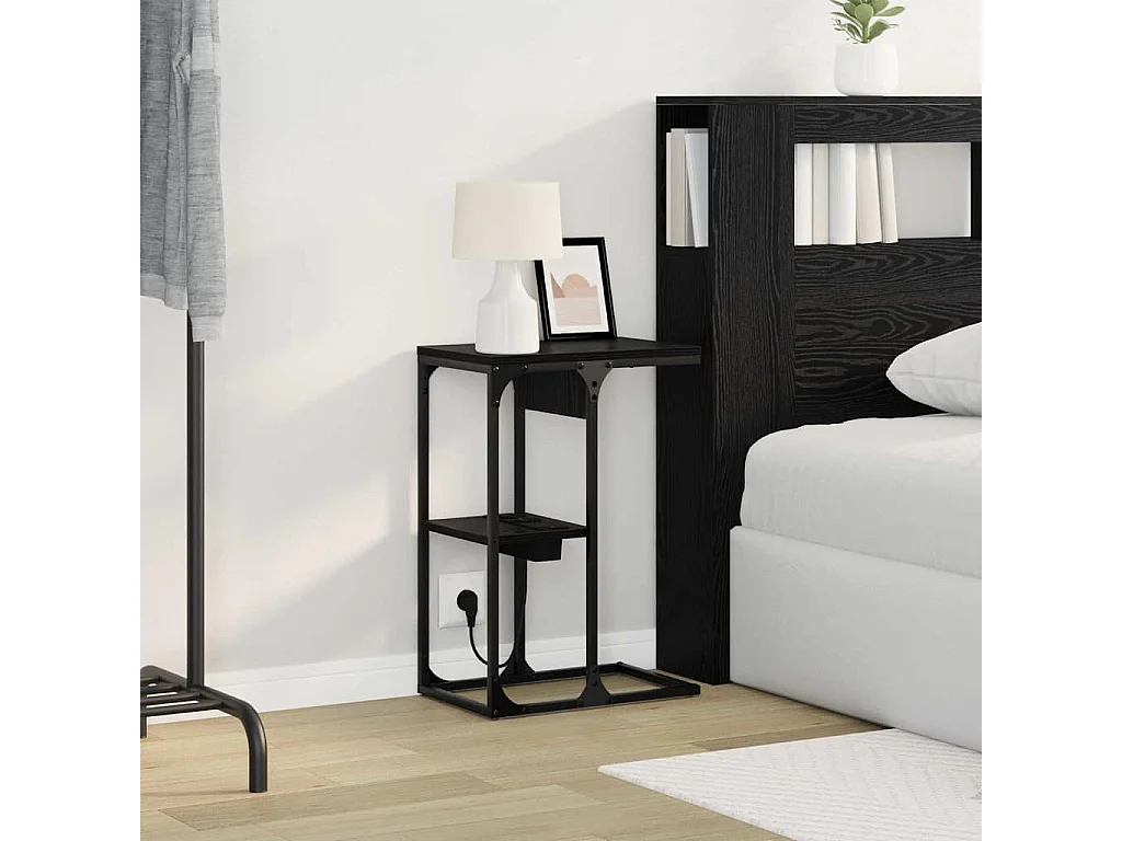 Table de chevet Chêne Noir 41.5 x 26 x 60.5 cm