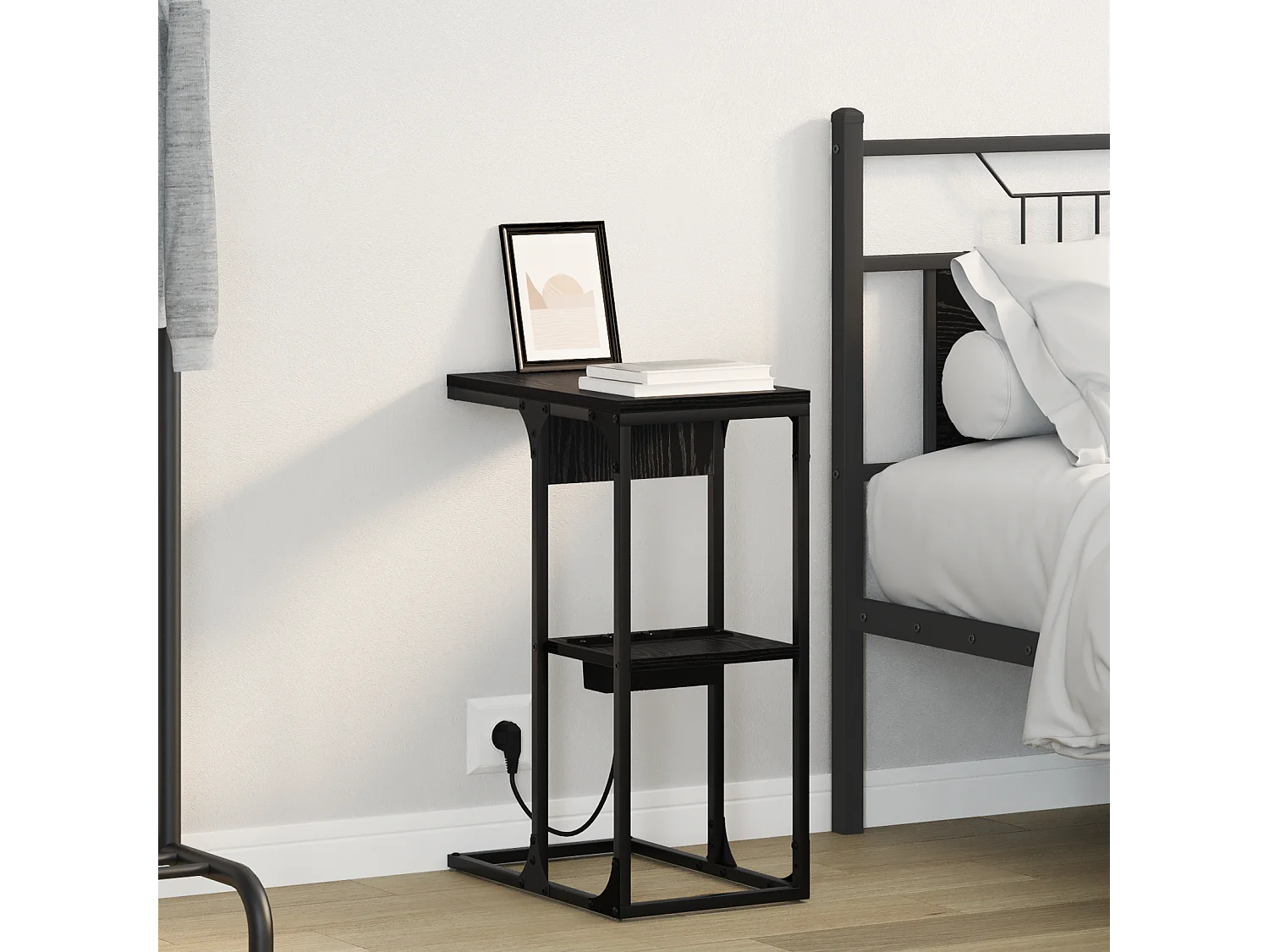 Table de chevet Chêne Noir 41.5 x 26 x 60.5 cm