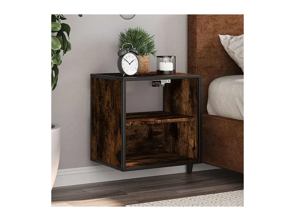 Wand-Nachttisch aus geräucherter Eiche 40x31x39,5 cm