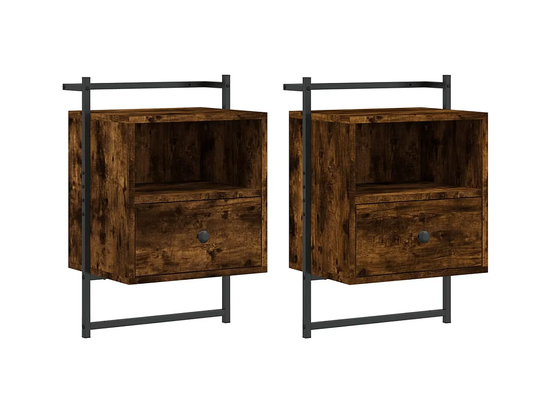 Table de chevet murale 2 pcs chêne fumé 40x30x61 cm