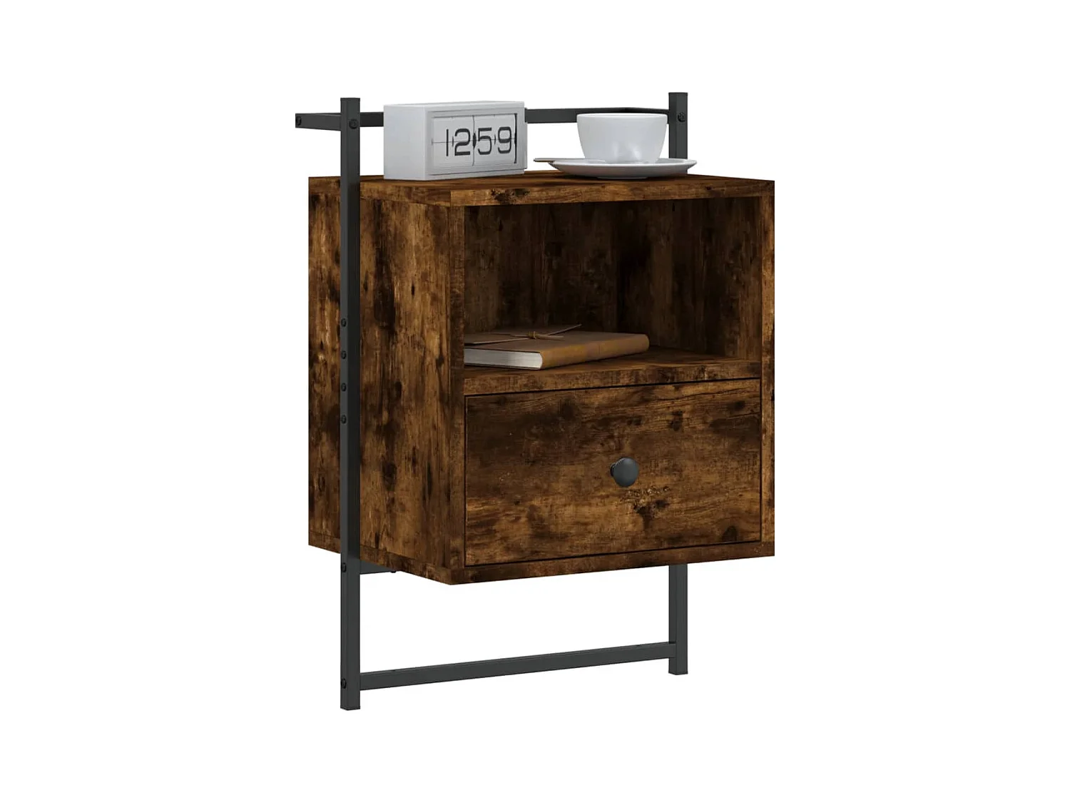 Table de chevet murale 2 pcs chêne fumé 40x30x61 cm