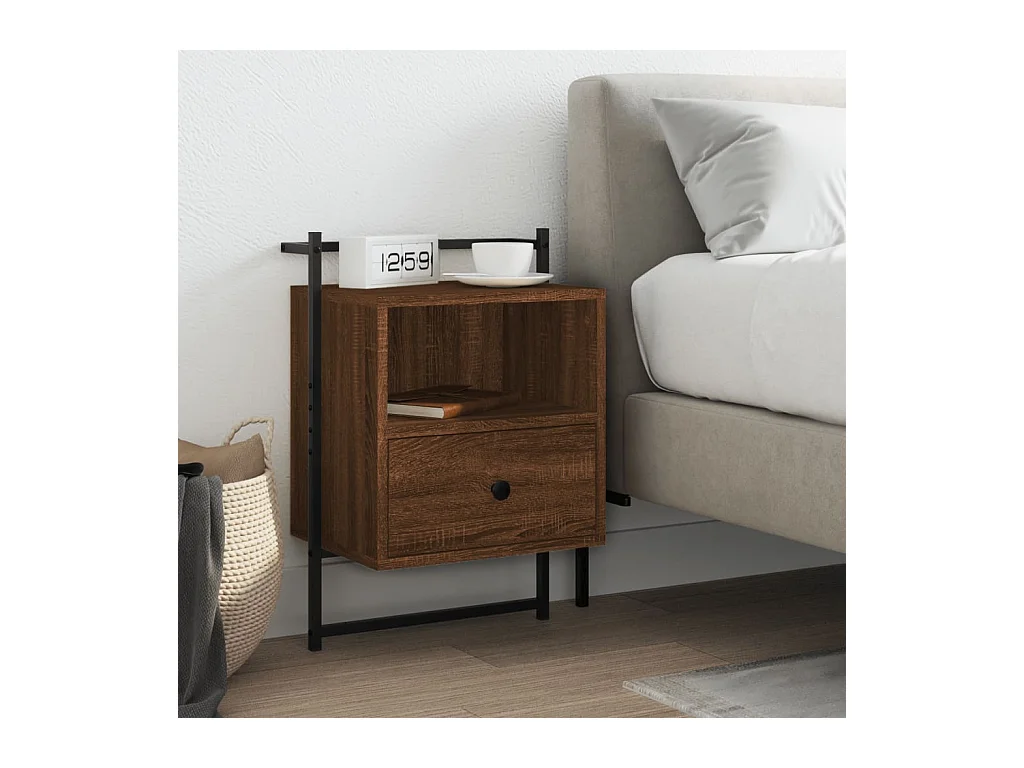 Table de chevet murale chêne brun 40x30x61 cm bois d'ingénierie
