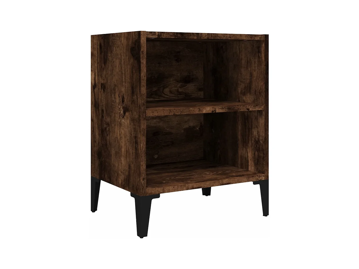 Table de chevet avec pieds en métal Chêne fumé 40x30x50 cm