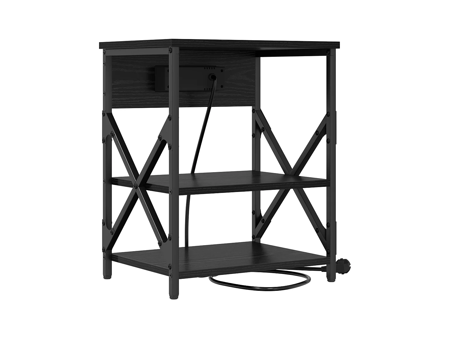 Table de nuit avec station de chargement Chêne noir